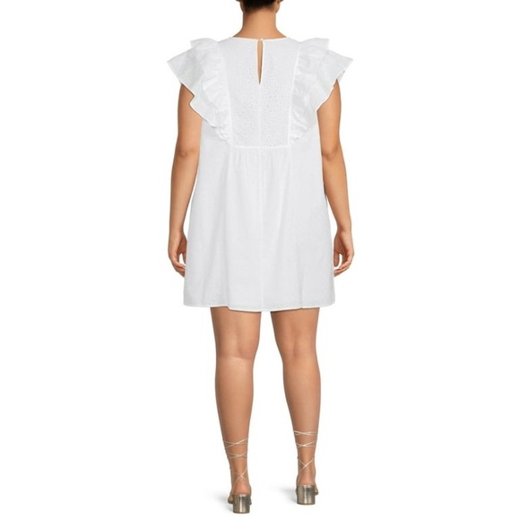 13. Terra & Sky White Flutter Eyelet Sleeveless Mini Dress Size 1X - Picture 2 of 8